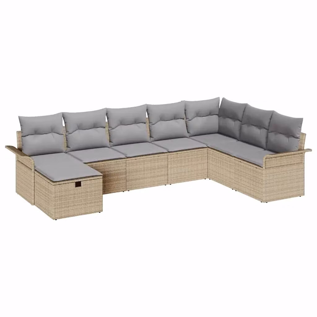 Set Divano da Giardino vidaXL 8 pz in Polyrattan Beige e Grigio con Tavolino e Cuscini – 2