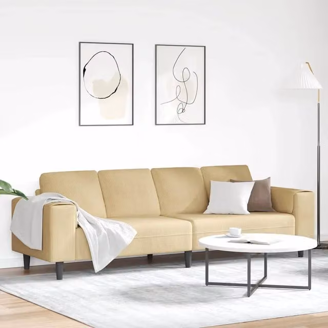 Divano-Sofa-Divanetto Grigio Verde 250 x 77 x 76 cm Tessuto in Cords