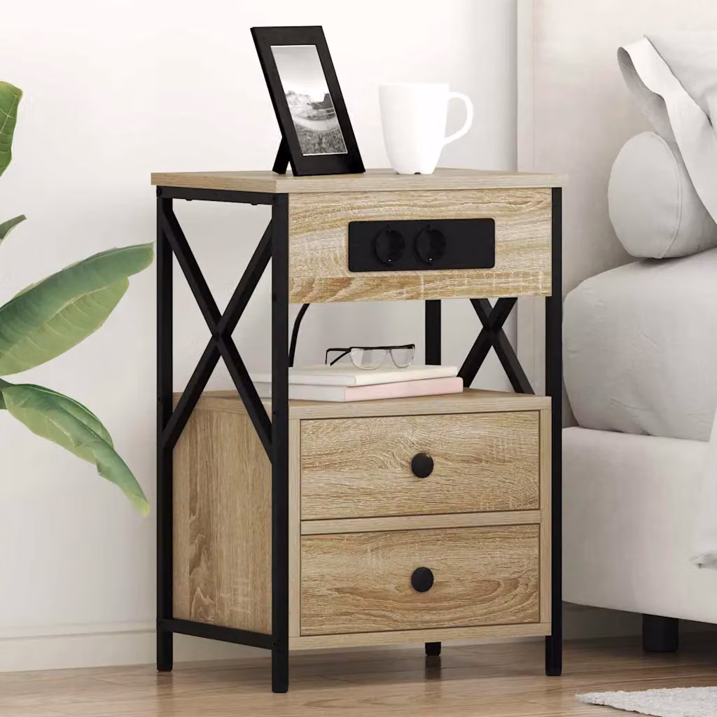 Set di 2 Armadi da Notte vidaXL in Rovere Sonoma, Colore Marrone Opaco, L 40 cm x P 31 cm x H 60 cm