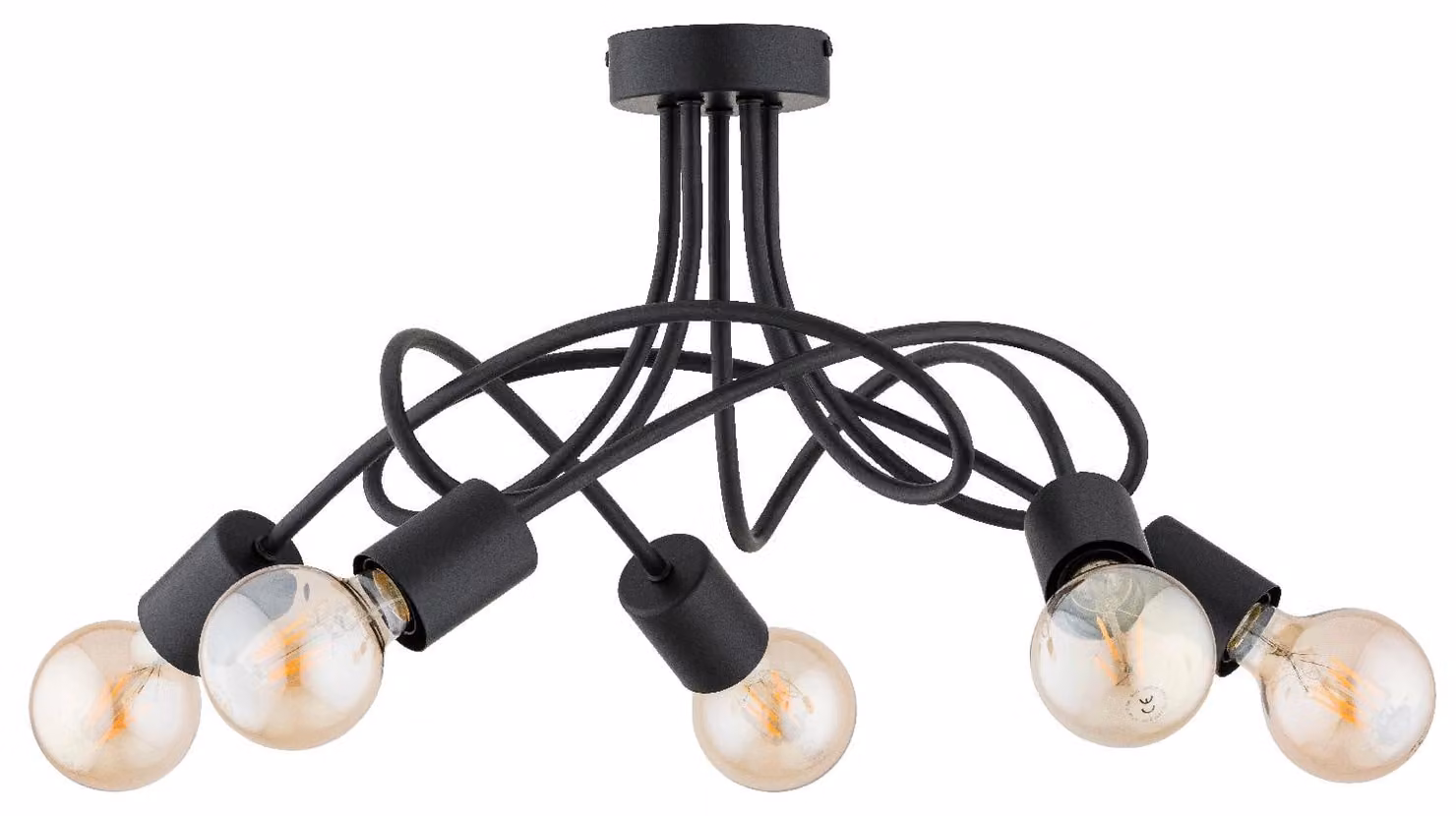 Lampada da soffitto ERGO nera 5xE27x15W in metallo, dimensioni: 27x50x50 cm, IP20, Alfa