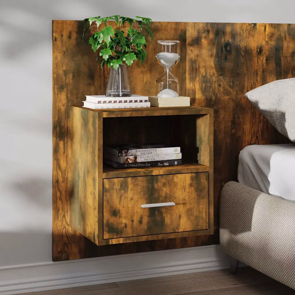 vidaXL Comodino a Muro Moderno in Rovere Fumo Marrone