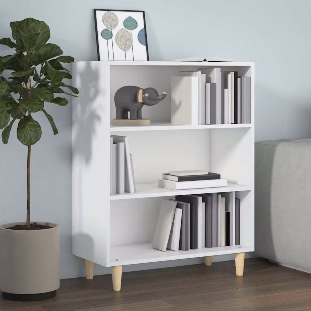 Credenza bianca vidaXL in legno multistrato e MDF, sospesa a parete, L 69,5 cm x P 32,5 cm x H 90 cm