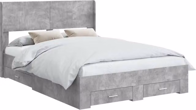 Letto matrimoniale | Letto per adulti | Struttura del letto con stoccaggio e testata Grigio Cemento