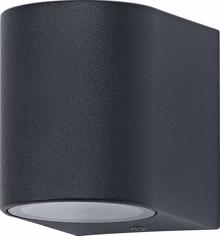 Apparecchio a parete esterno ENDURA Classic Tube, grigio scuro, attacco GU10, grado di protezione IP54, diffusore in vetro, corpo in nylon rinforzato con fibra di carbonio, adatto per lampade da 0-5 W, durata 25.000 ore, pronto per il montaggio.