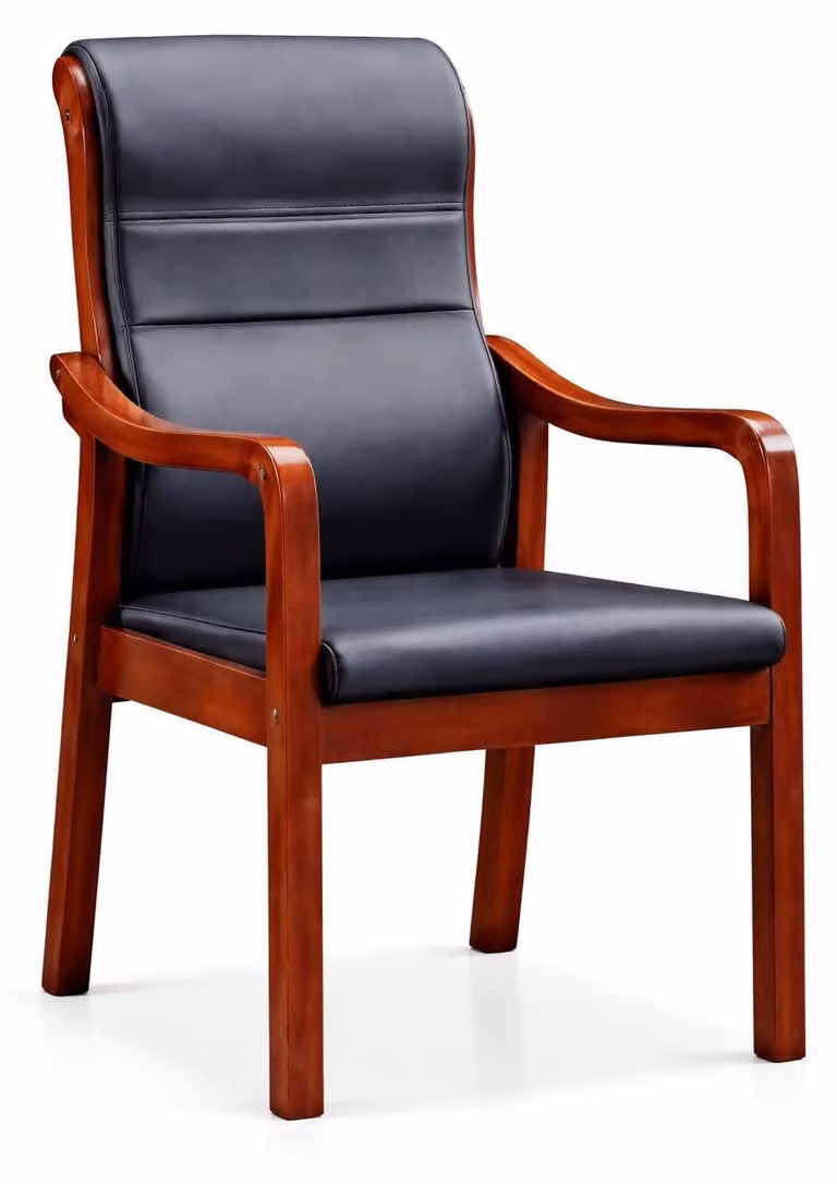 Sedia da conferenza con schienale ergonomico e rivestimento in ecopelle nera