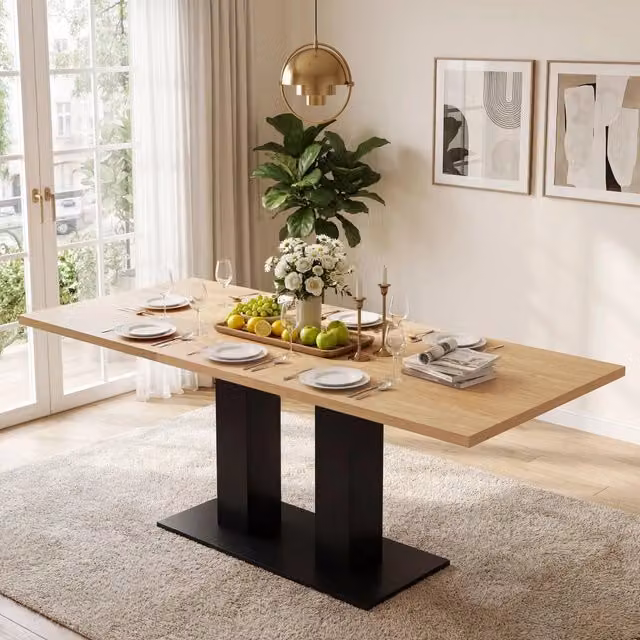 Tavolo da pranzo allungabile ¨C Minimal ¨C Effetto legno naturale rettangolare 140/180x70 cm per 6-8 persone