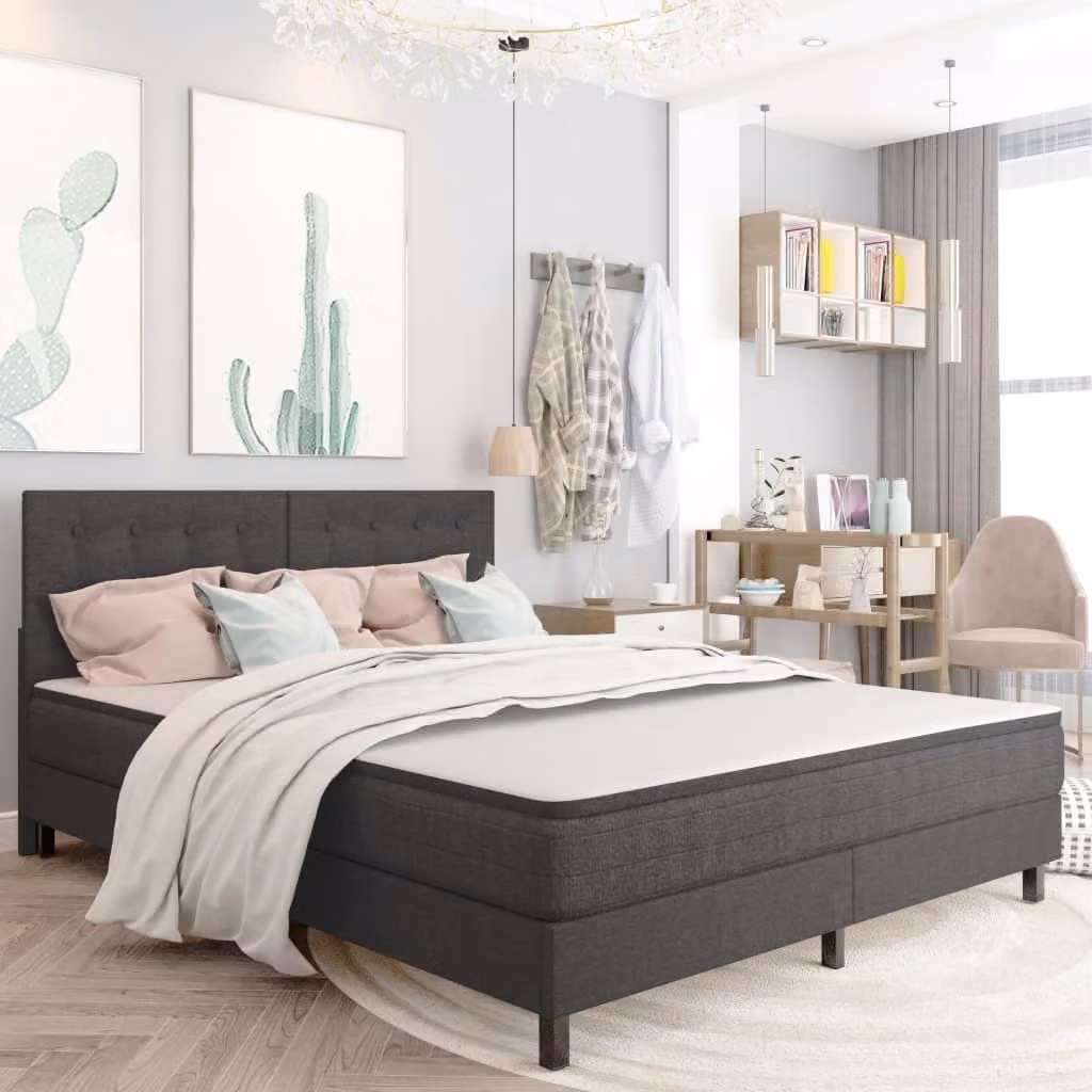 The Living Store Letto a molle insacchettate in tessuto grigio scuro 180x200 cm