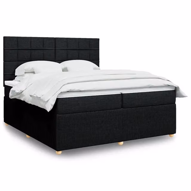 Letto Ibrido vidaXL con Giroletto a Molle e Materasso Nero e Bianco in Tessuto L/P/H: 200 x 200 x 150,5 cm
