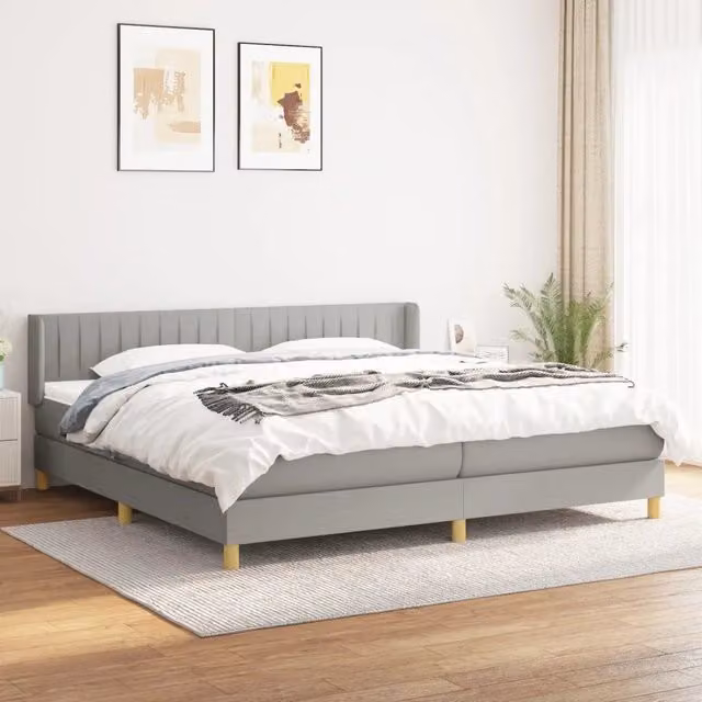 Letto Ibrido con Giroletto a Molle e Materasso vidaXL in Grigio e Bianco L/P/H: 200 x 200 x 25 cm – 1