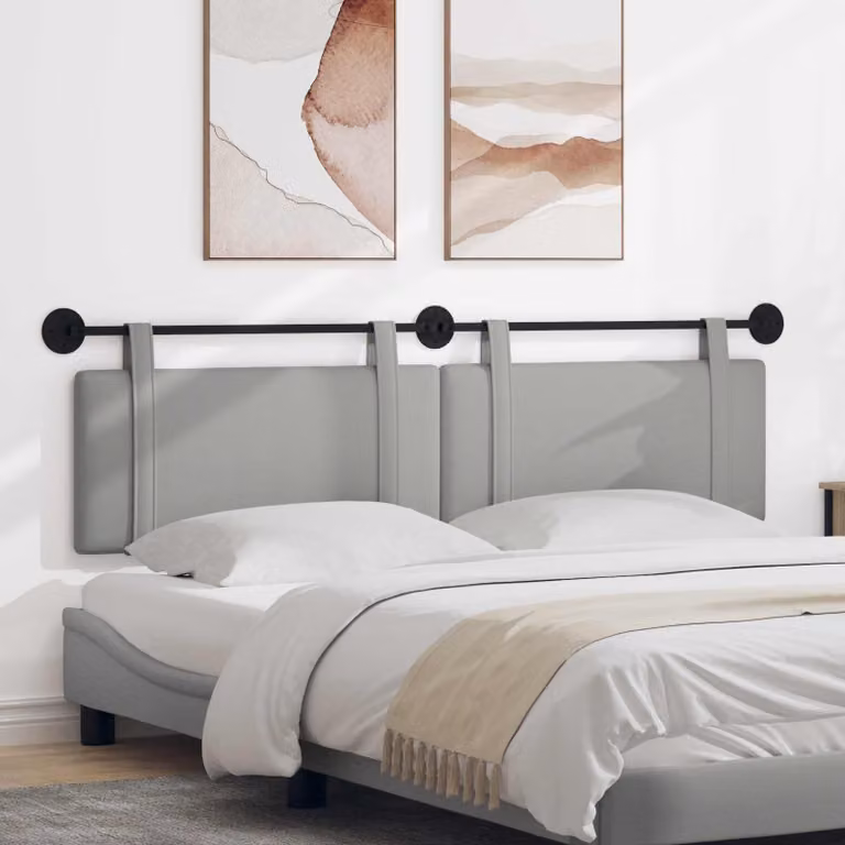 Testiera per letto sospesa vidaXL in tessuto Grigio Nuvola, design moderno con pannello imbottito L: 190 cm, H: 55 cm, P: 8 cm