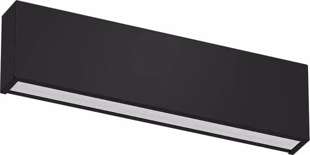 Applique a LED Linea Light Box nera con illuminazione biemissione up/down per soggiorno e camera da letto