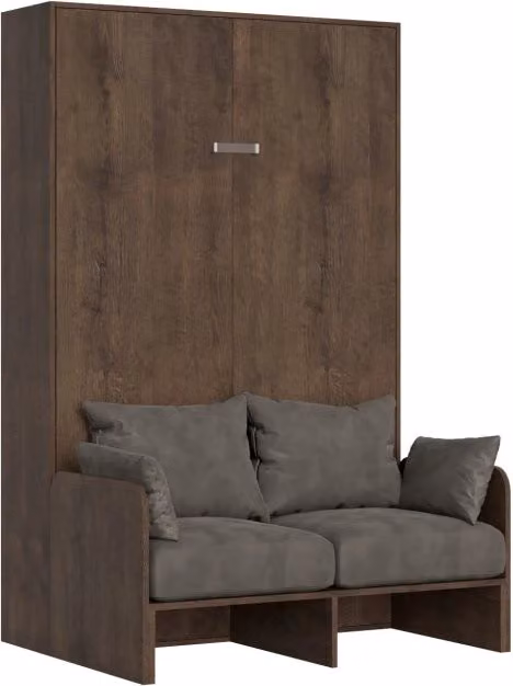 Letto a scomparsa verticale con Sofà Kentaro Itamoby colore Noce, Dimensioni: 140 x 200 cm