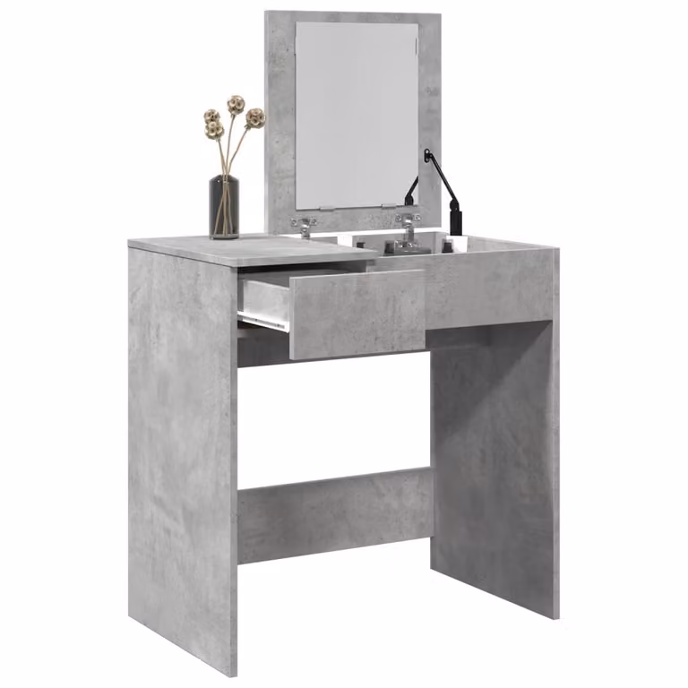 vidaXL Toeletta con Specchio Grigio L: 73 cm, P: 46,5 cm, H: 120 cm