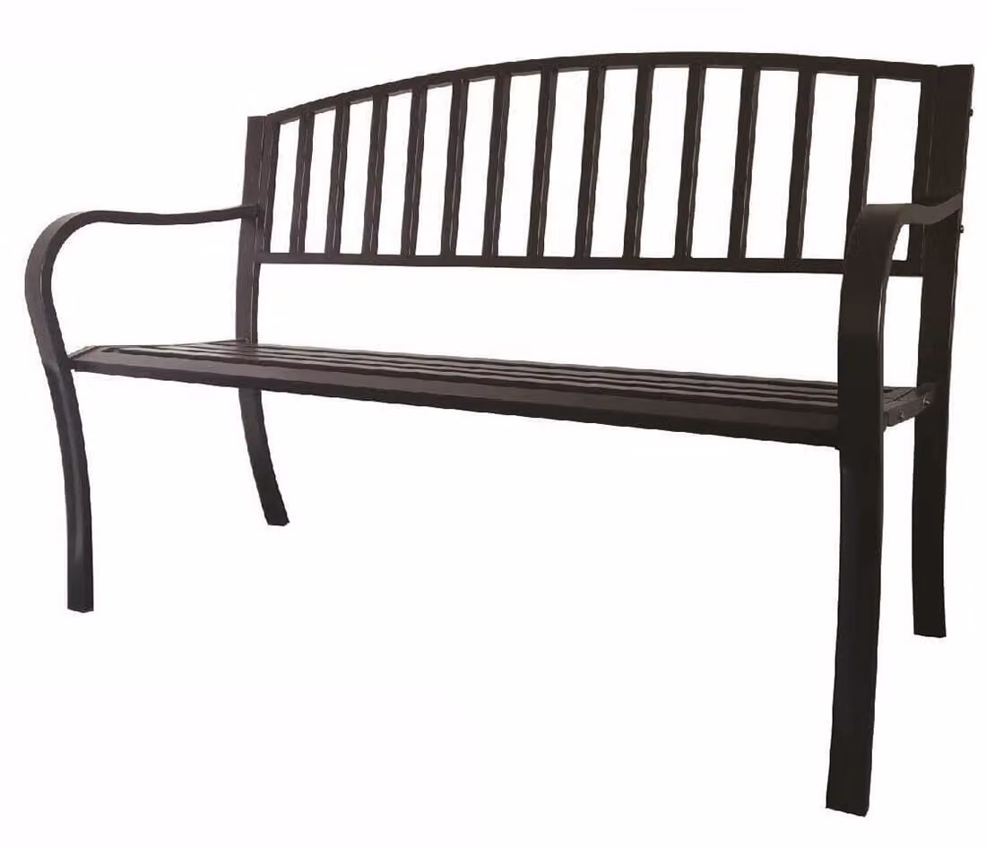 Panchina da giardino 125x53x82cm in acciaio nero