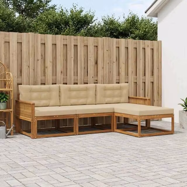 Set di divani da esterno 4 pz Naturale e Beige 3382471