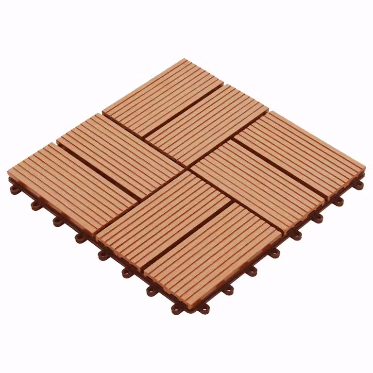 Set di 11 piastrelle per decking vidaXL in WPC color teak riciclato, L/P: 30 x 30 cm