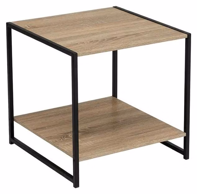 Tavolo Urban Quadrato Moderno Legno e Metallo Soggiorno Salotto 50x50x50cm