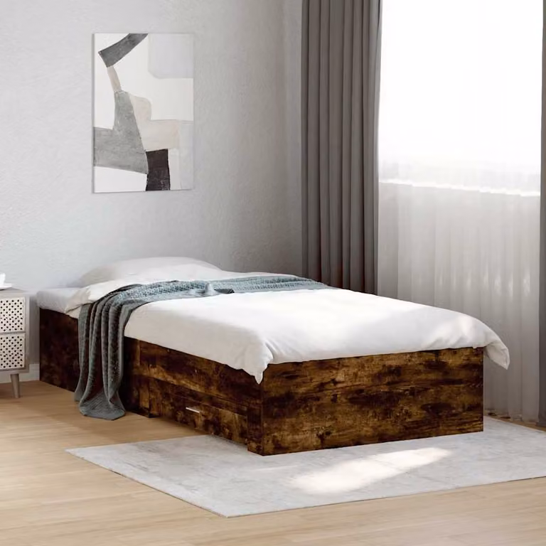 Giroletto con Cassetti vidaXL in Legno Rovere Fumo, L 90 x P 200 cm