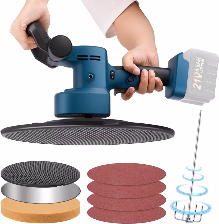 Livellatrice e lucidatrice - Livellatrice a batteria - 6 velocità - Miscelatore automatico - Per calcestruzzo/cemento/malta/intonaco - Senza batteria - Blu