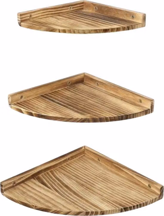 Set di mensole angolari antiche - Set in legno composto da 3 pezzi - Adatto per soggiorno e cucina