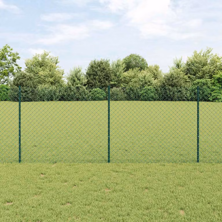 Recinzione a maglie con palo vidaXL in acciaio rivestito in PVC verde per installazione interrata