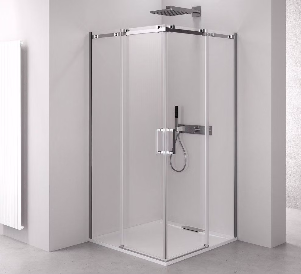 Polysan THRON SQUARE Cabina doccia rettangolare con ingresso ad angolo 1200x900 mm, rotelle quadrate, ingresso ad angolo