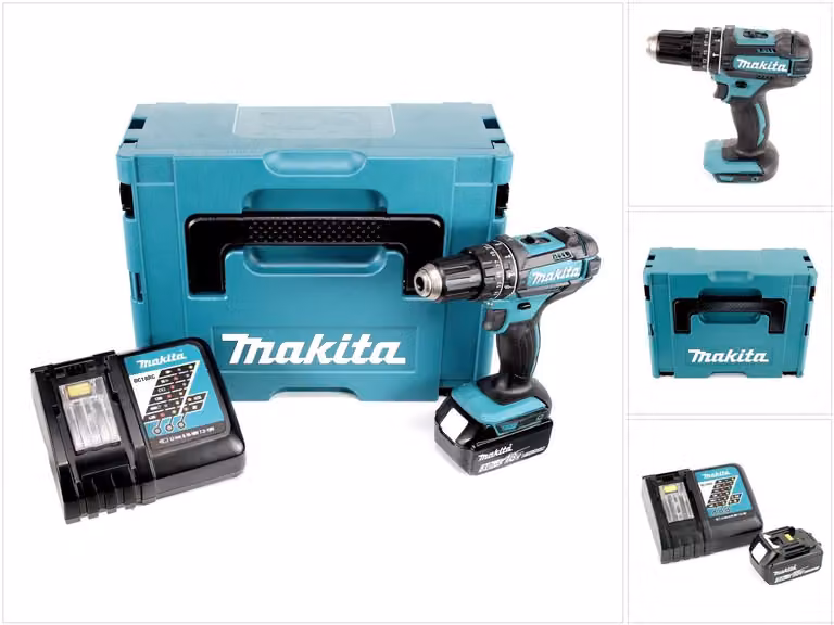 Makita DHP 482 RF1J trapano a percussione a batteria 18V 62Nm + 1x batteria ricaricabile 3.0Ah + caricabatterie in Makpac