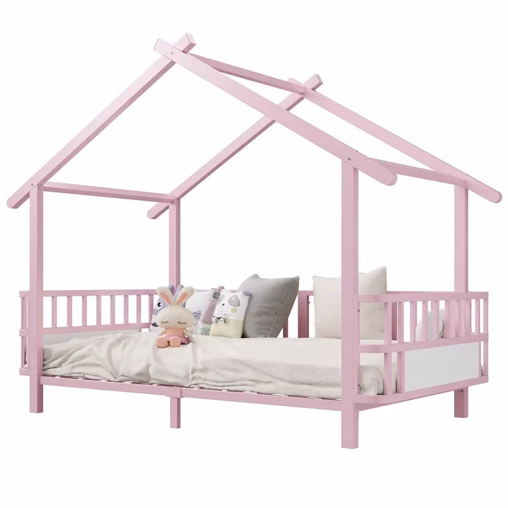 Letto per bambini Minimal a forma di casa in metallo rosa L/P/H: 200 x 90 x 168,5 cm – 2