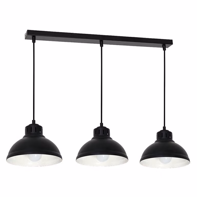 Lampada a sospensione Loft su tavolo striscia nera 3 paralumi Sven 3xE27 15W Luminex