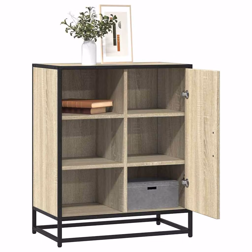 Credenza in stile industriale vidaXL in legno e metallo, colore rovere sonoma, L: 62 cm, P: 35 cm, H: 76 cm
