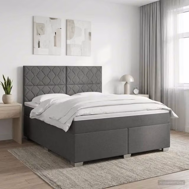 Letto box spring con materasso ibrido vidaXL Grigio e Bianco L/P: 140 x 200 cm