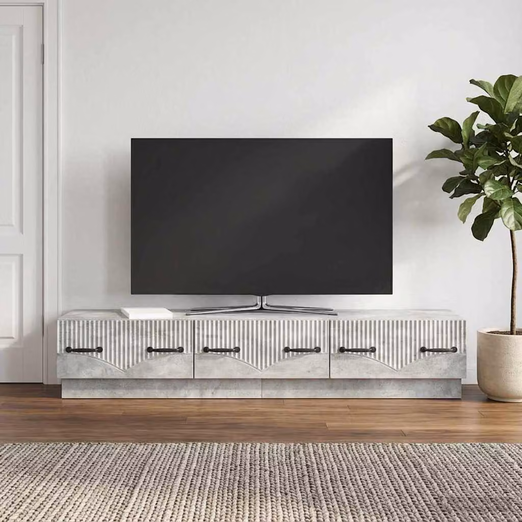 Mobile TV vidaXL con cassetto Grigio Cemento L: 147 cm, P: 34,5 cm, H: 27 cm