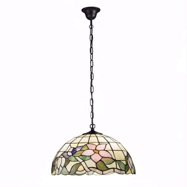 Lampadario Tiffany Vetro Multicolor Scuro 3 Luci E27