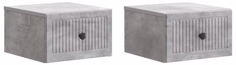 Mobiletto da notte a muro con cassetto 2 pcs Grigio Cemento