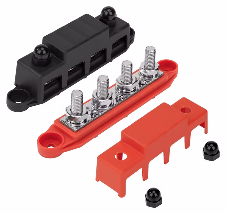 Blocco di distribuzione di corrente 12V-48V DC, barra collettore da 250A, morsetto M10