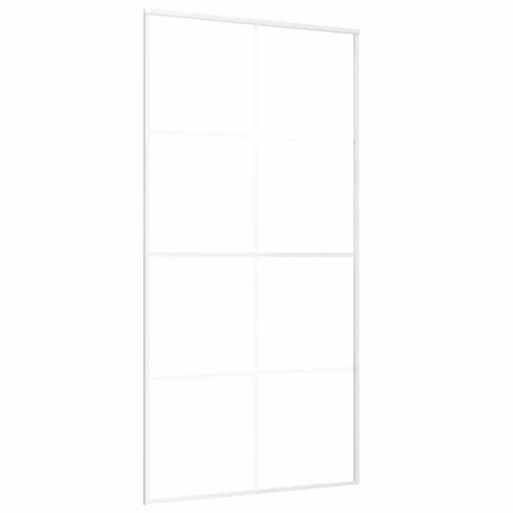 Porta Scorrevole Moderna vidaXL in Vetro Trasparente e Alluminio Bianco L: 102,5 cm, H: 205 cm – 2
