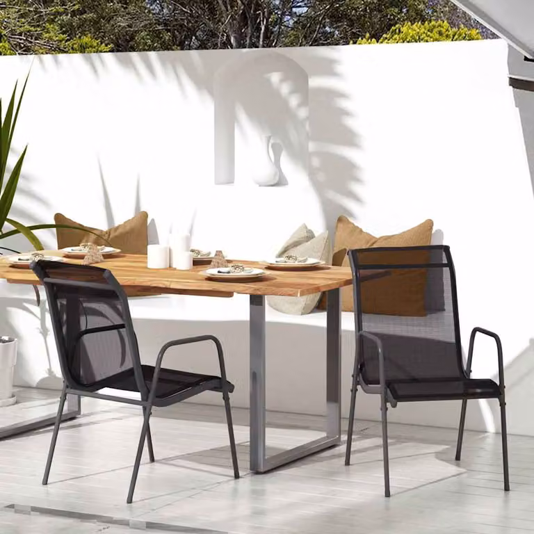 Set di 2 sedie da giardino vidaXL in acciaio verniciato e textilene con braccioli, colore antracite e nero