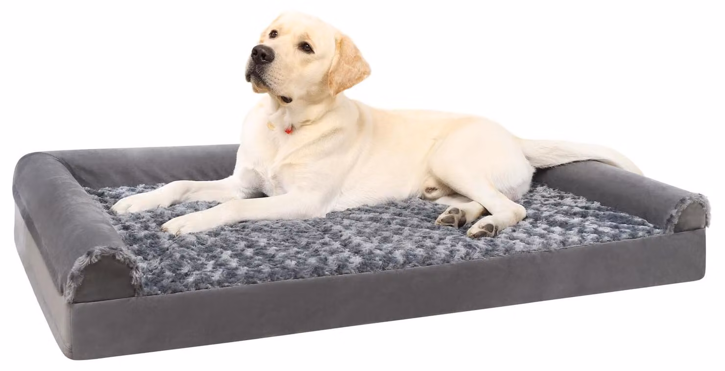 Cuccia ortopedica per cani - Cuccia per cani di grossa taglia - 105 x 70 x 18 cm - Grigio - Fodera rimovibile