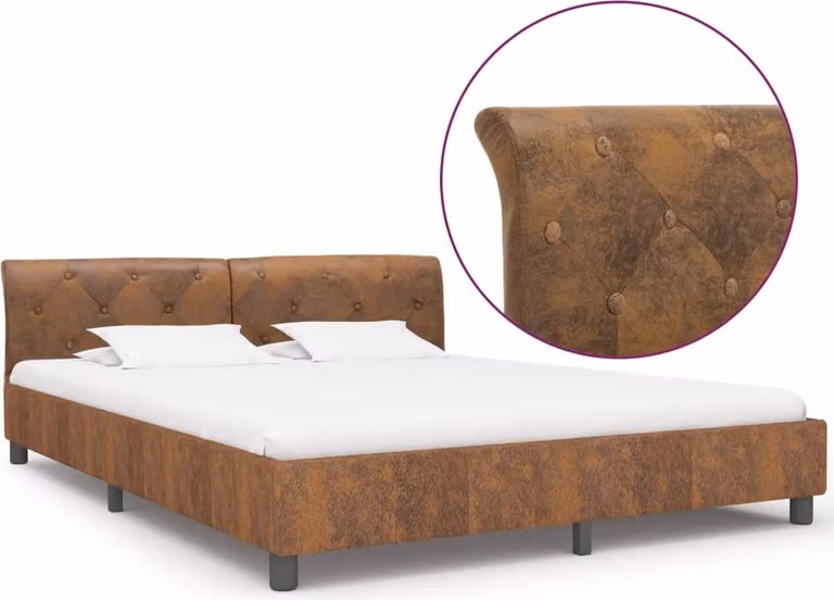 vidaXL Struttura letto in pelle scamosciata marrone 160 x 200 cm - Struttura letto - Cornici letto - Struttura letto - Letto