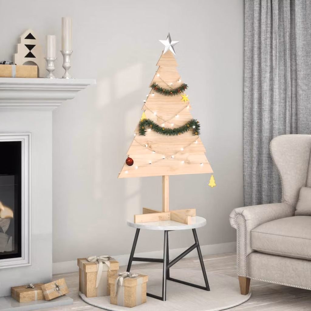 Albero di Natale decorativo in legno vidaXL, stile rustico, colore marrone, Altezza: 110 cm