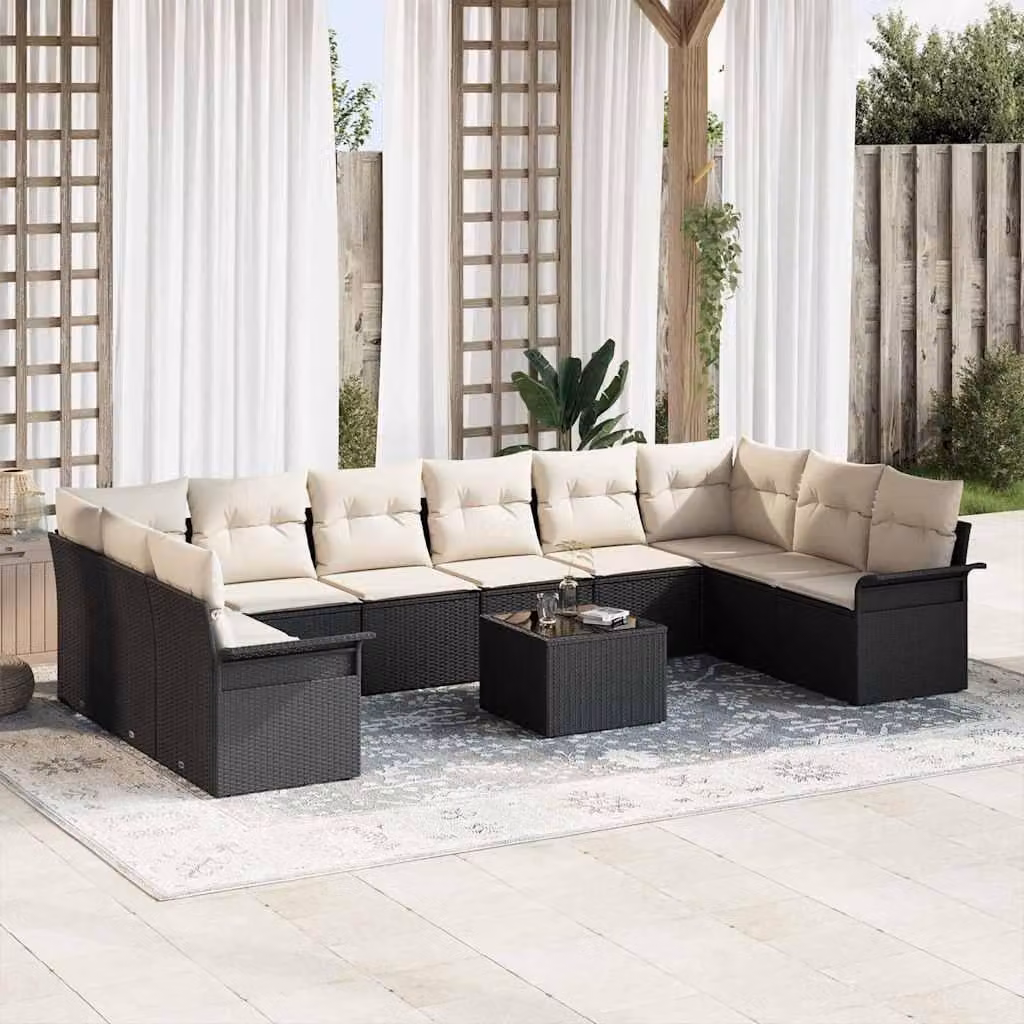 Maison Exclusive - Set Divano da Giardino 11 pcs Marrone polyrattan
