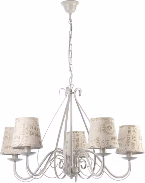 Lampadario a soffitto Onli Polette in metallo e tessuto bianco e beige con paralume cilindrico
