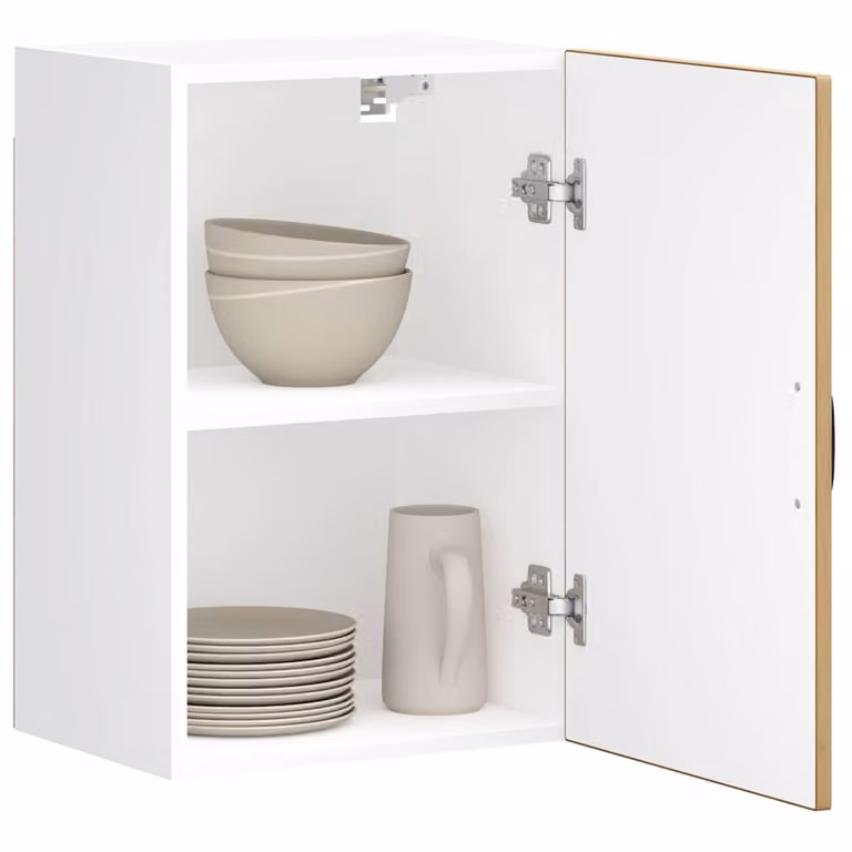 Pensile da cucina moderno vidaXL con ante in vetro, colore bianco e marrone, L: 60.0 cm, P: 31.0 cm, H: 40.0 cm