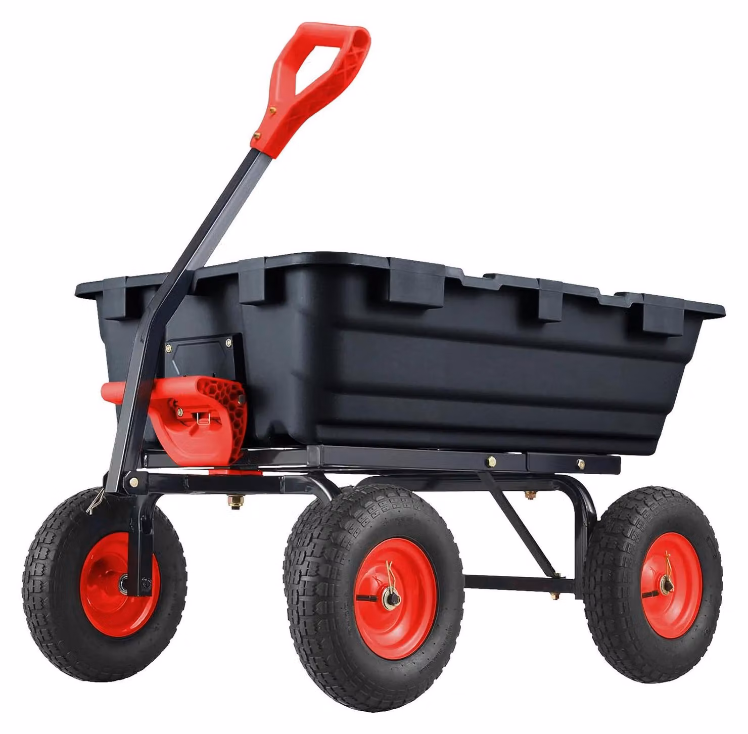 Carrello da giardino basculante – Carrello robusto per carichi pesanti – Capacità di carico: 360 kg – Funzione di basculamento rapido a 180° – Ruote resistenti alle forature da 25 cm – Struttura in acciaio – Colore: nero