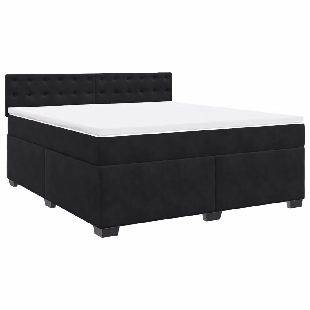Letto Ibrido vidaXL con Giroletto a Molle e Materasso in Velluto Nero e Bianco L/P: 180 x 200 cm – 2