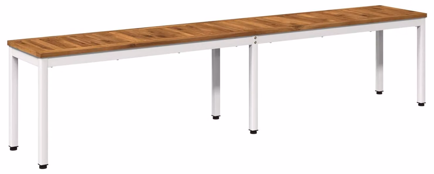 Panca da giardino, dimensioni 201 x 35 x 45 cm, realizzata in legno massello di acacia, con schienale dritto