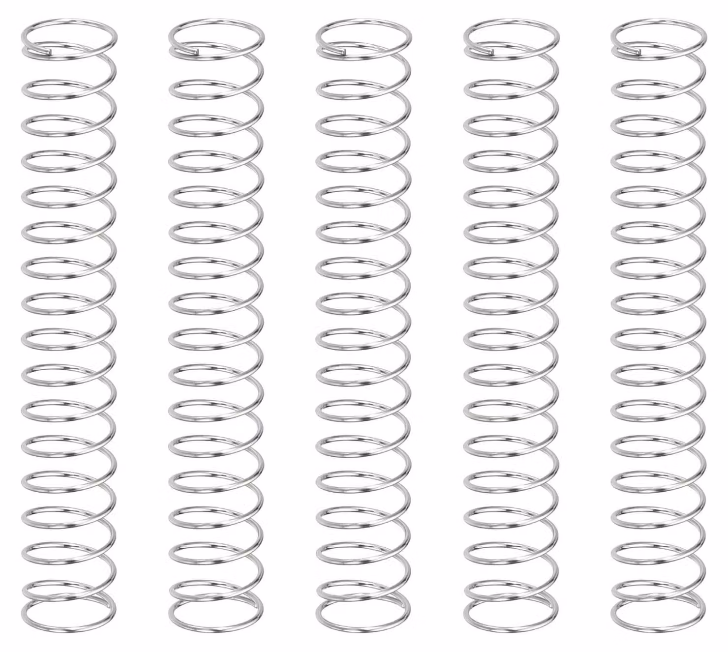 5 molle a compression, dimensioni 0,3x6x40 mm, acciaio inossidabile 304, colore argento