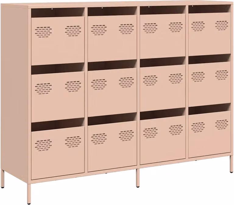 Credenza Rosa 135x39x103,5 cm in Acciaio Laminato a Freddo
