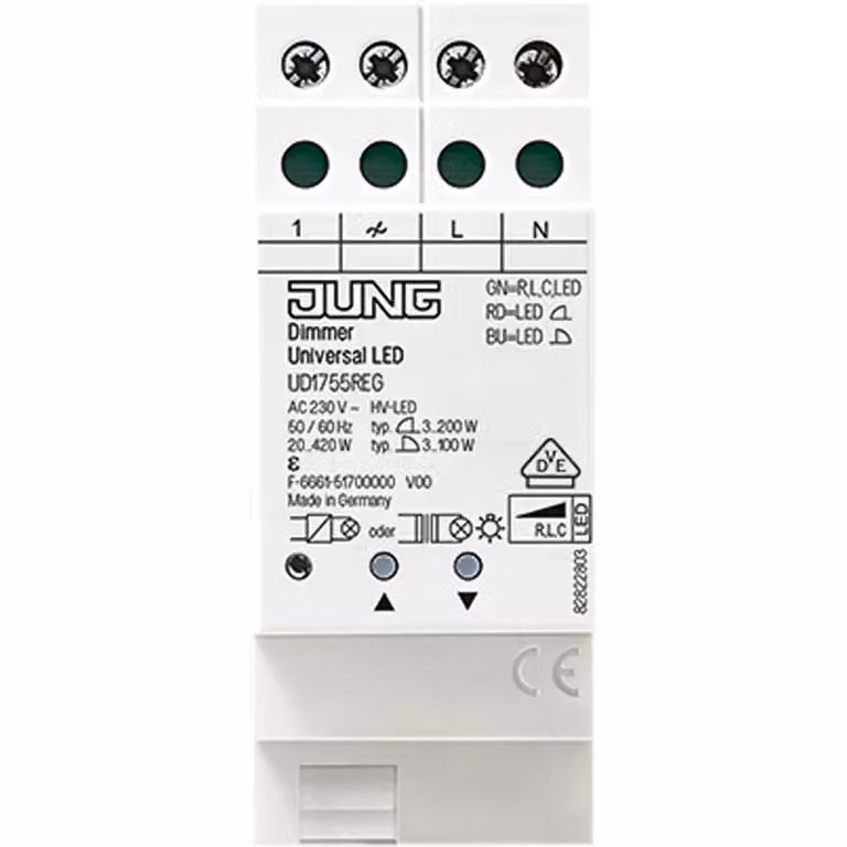 Dimmer universale a LED REG - Distributore modulare 20 ... 420VA DU 1755 REG