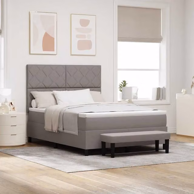 Letto Ibrido con Materasso a Molle e Schiuma vidaXL, Rivestimento in Tessuto Beige o Grigio, L/P: 140 x 200 cm – 1
